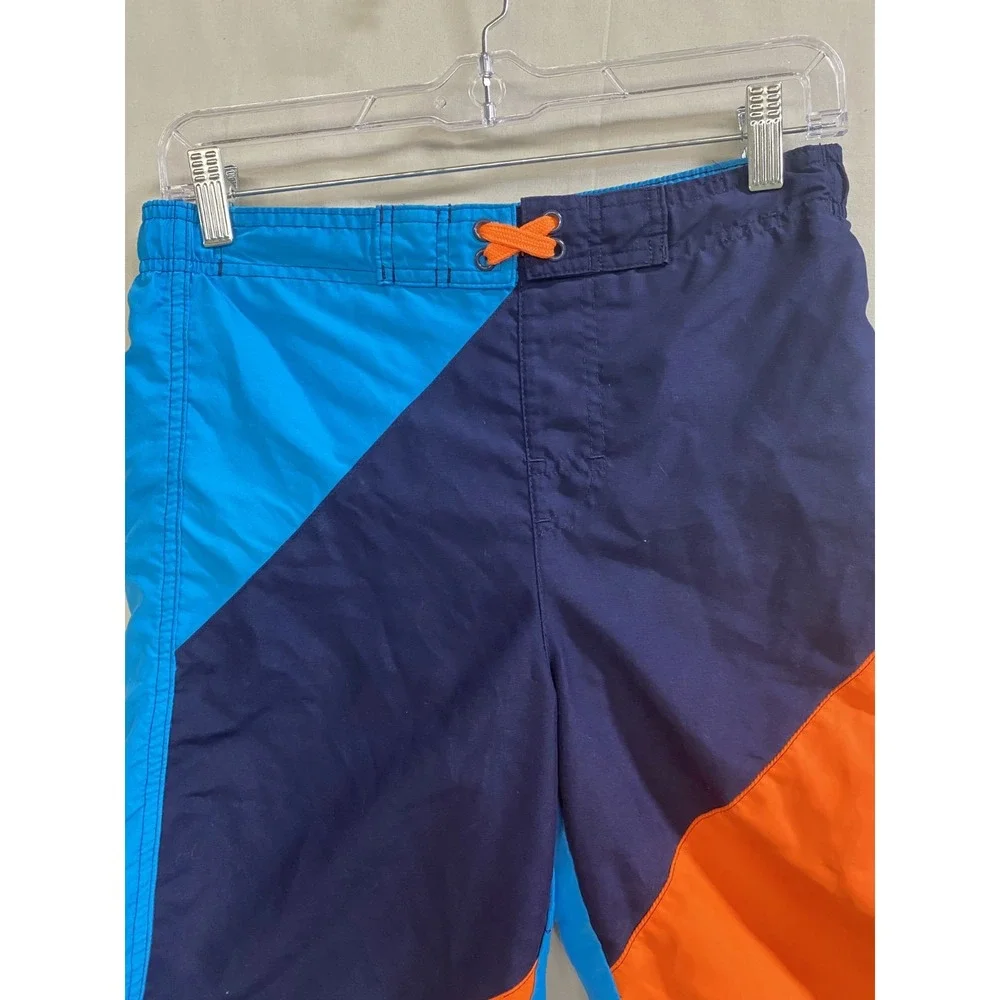Ocean Pacific OP Swim Trunks Shorts Boys L 10-12 Blue Orange Colorblock Surfing